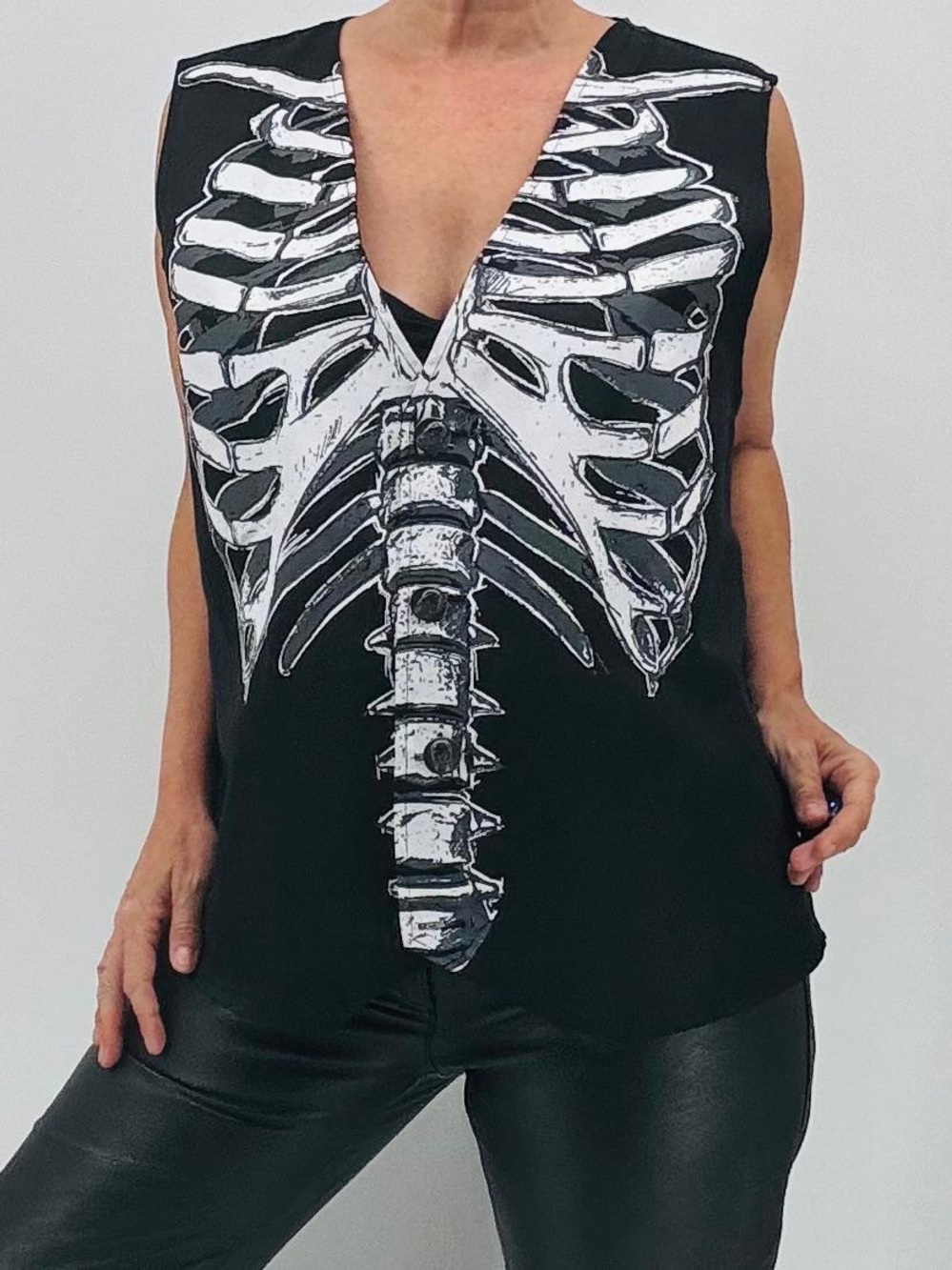 Spirit Halloween Goth Witchcore Skeleton Skull Print Embellished Vest Unisex